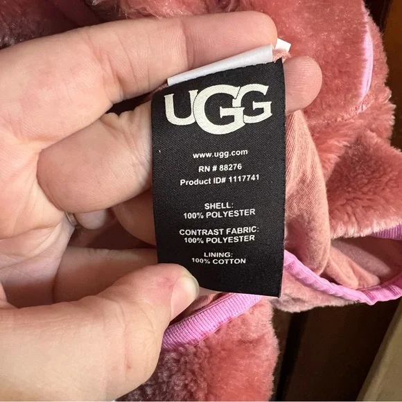 UGG Women’s Marlene Sherpa Full Zip Jacket Pink/Mauve L - Picture 4 of 5